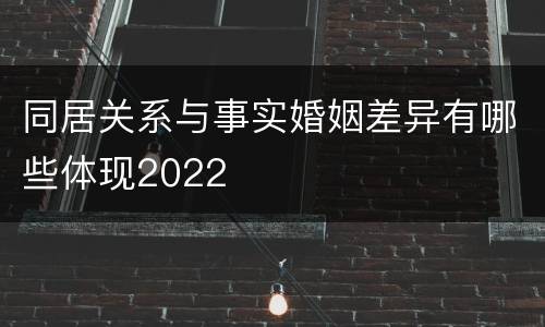同居关系与事实婚姻差异有哪些体现2022