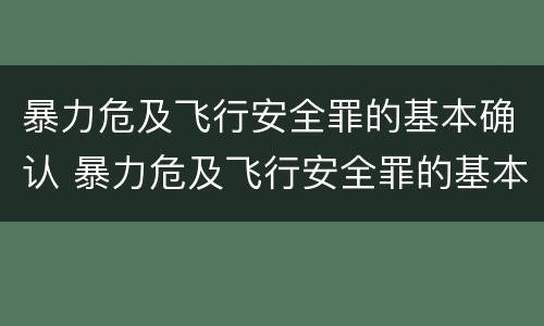 暴力危及飞行安全罪的基本确认 暴力危及飞行安全罪的基本确认标准