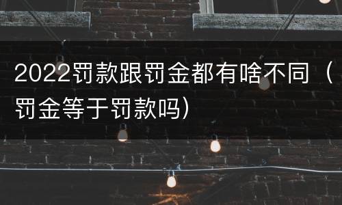2022罚款跟罚金都有啥不同（罚金等于罚款吗）