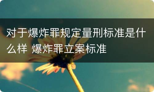 对于爆炸罪规定量刑标准是什么样 爆炸罪立案标准