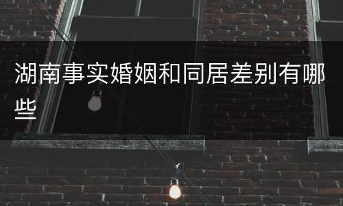 湖南事实婚姻和同居差别有哪些