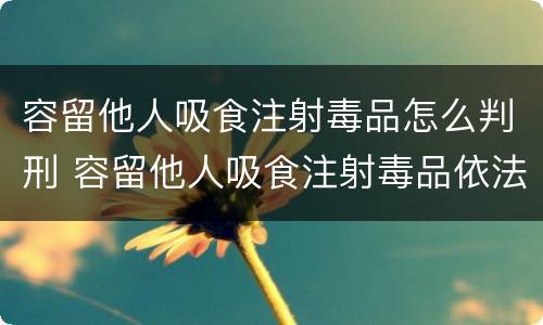 容留他人吸食注射毒品怎么判刑 容留他人吸食注射毒品依法追究刑事责任
