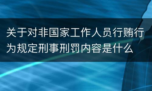 关于对非国家工作人员行贿行为规定刑事刑罚内容是什么