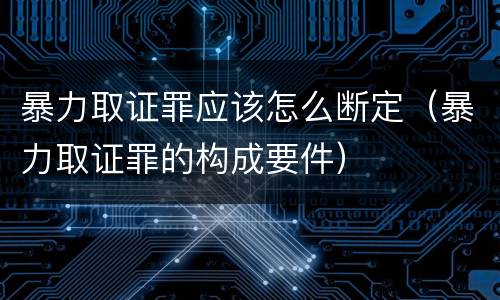 暴力取证罪应该怎么断定（暴力取证罪的构成要件）