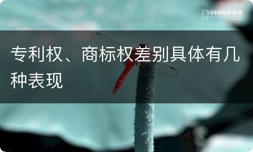 专利权、商标权差别具体有几种表现
