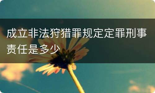 成立非法狩猎罪规定定罪刑事责任是多少