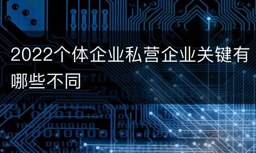 2022个体企业私营企业关键有哪些不同