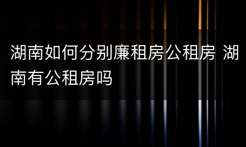 湖南如何分别廉租房公租房 湖南有公租房吗