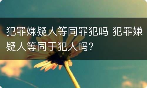 犯罪嫌疑人等同罪犯吗 犯罪嫌疑人等同于犯人吗?