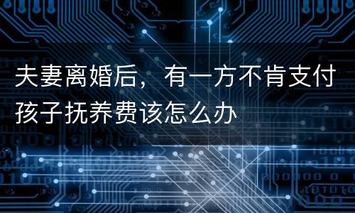 夫妻离婚后，有一方不肯支付孩子抚养费该怎么办