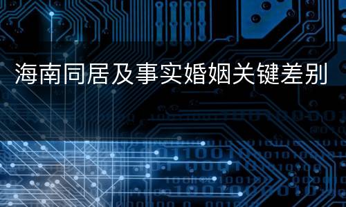 海南同居及事实婚姻关键差别