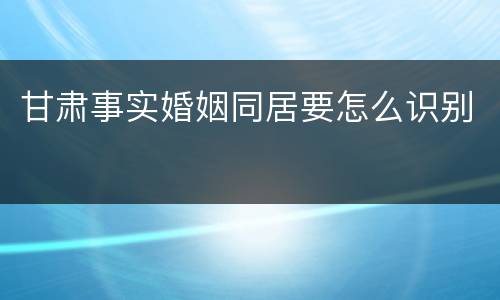 甘肃事实婚姻同居要怎么识别