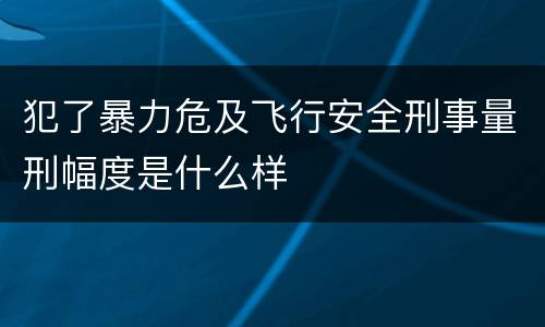 犯了暴力危及飞行安全刑事量刑幅度是什么样