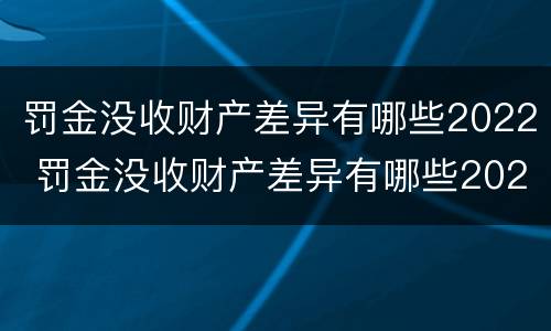 罚金没收财产差异有哪些2022 罚金没收财产差异有哪些2022规定