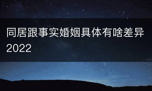 同居跟事实婚姻具体有啥差异2022