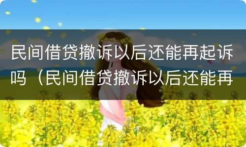 民间借贷撤诉以后还能再起诉吗（民间借贷撤诉以后还能再起诉吗法院）