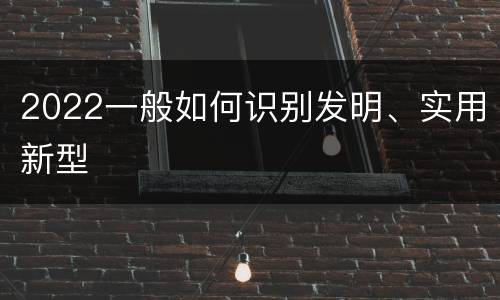 2022一般如何识别发明、实用新型