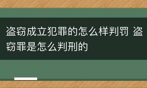 盗窃成立犯罪的怎么样判罚 盗窃罪是怎么判刑的