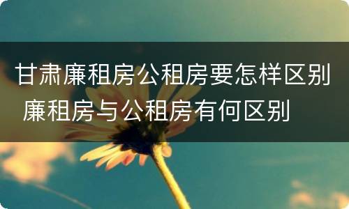 甘肃廉租房公租房要怎样区别 廉租房与公租房有何区别