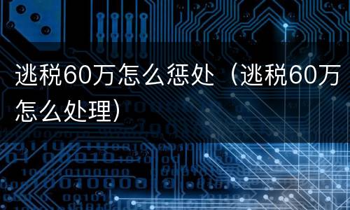 逃税60万怎么惩处（逃税60万怎么处理）