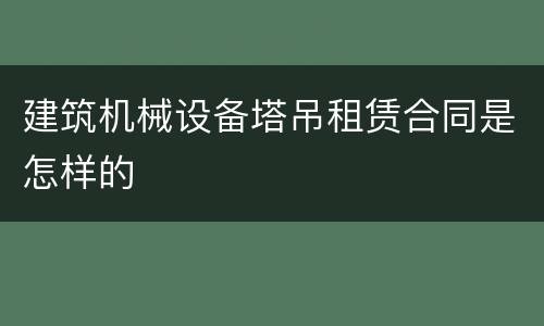建筑机械设备塔吊租赁合同是怎样的