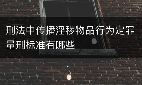 刑法中传播淫秽物品行为定罪量刑标准有哪些