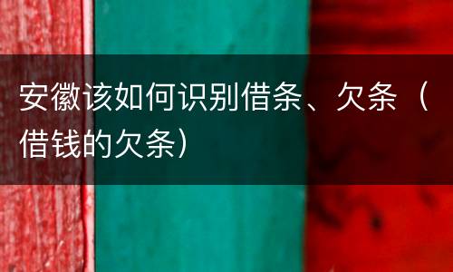 安徽该如何识别借条、欠条（借钱的欠条）