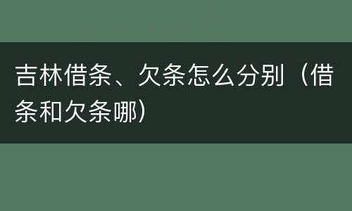 吉林借条、欠条怎么分别（借条和欠条哪）