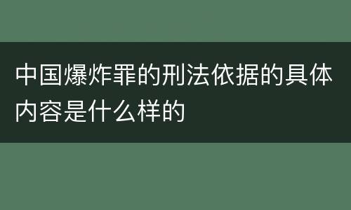 中国爆炸罪的刑法依据的具体内容是什么样的