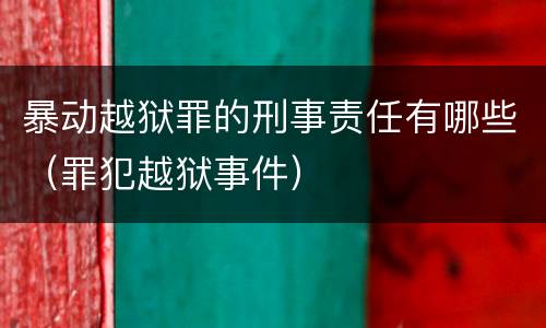 暴动越狱罪的刑事责任有哪些（罪犯越狱事件）