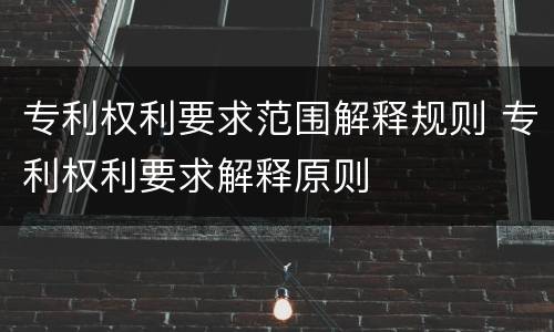 专利权利要求范围解释规则 专利权利要求解释原则