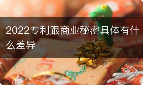 2022专利跟商业秘密具体有什么差异