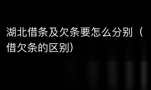 湖北借条及欠条要怎么分别（借欠条的区别）