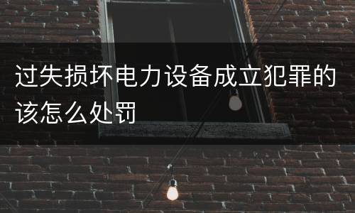 过失损坏电力设备成立犯罪的该怎么处罚