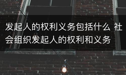 发起人的权利义务包括什么 社会组织发起人的权利和义务