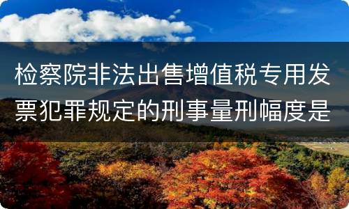 检察院非法出售增值税专用发票犯罪规定的刑事量刑幅度是多少