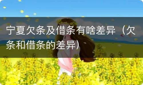 宁夏欠条及借条有啥差异（欠条和借条的差异）