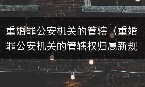 重婚罪公安机关的管辖（重婚罪公安机关的管辖权归属新规定）