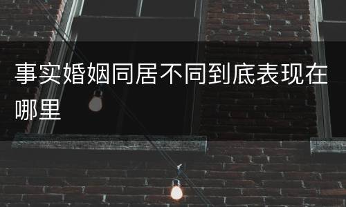 事实婚姻同居不同到底表现在哪里
