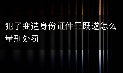 犯了变造身份证件罪既遂怎么量刑处罚