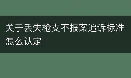 关于丢失枪支不报案追诉标准怎么认定