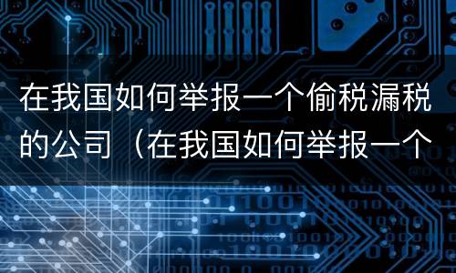 在我国如何举报一个偷税漏税的公司（在我国如何举报一个偷税漏税的公司的人）