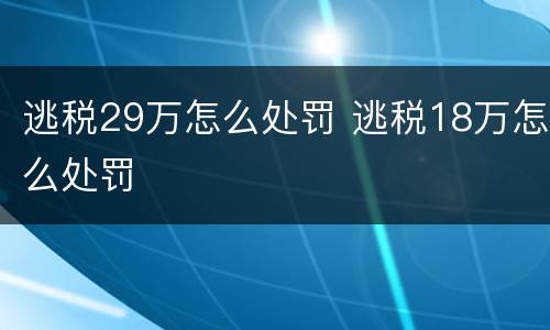 逃税29万怎么处罚 逃税18万怎么处罚