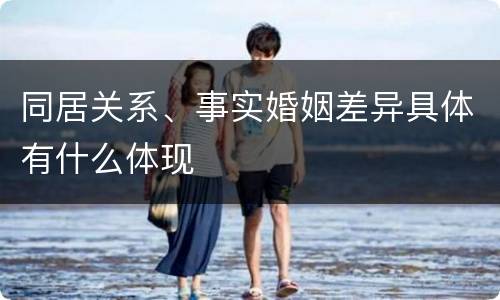 同居关系、事实婚姻差异具体有什么体现