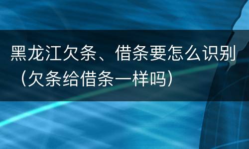 黑龙江欠条、借条要怎么识别（欠条给借条一样吗）