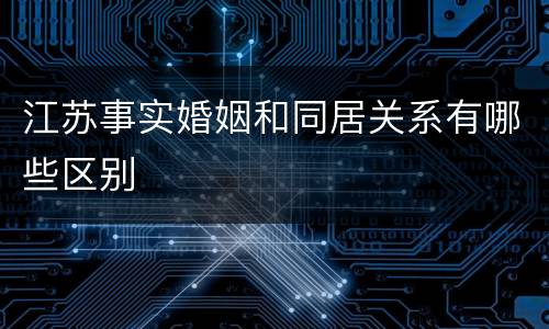 江苏事实婚姻和同居关系有哪些区别