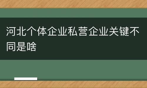 河北个体企业私营企业关键不同是啥