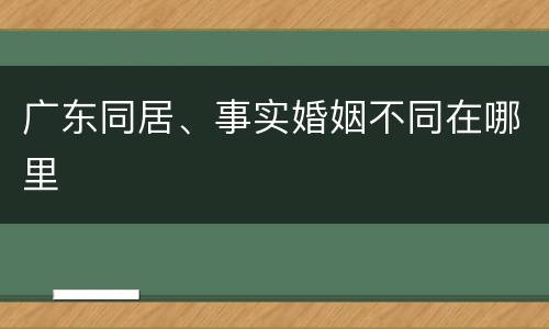 广东同居、事实婚姻不同在哪里