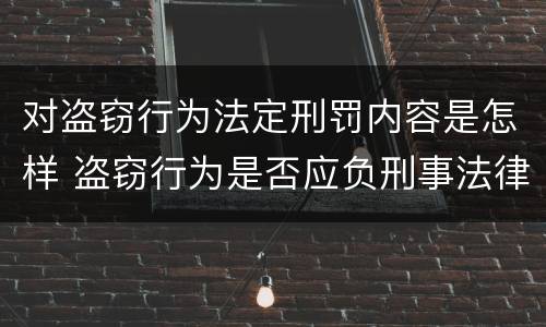 对盗窃行为法定刑罚内容是怎样 盗窃行为是否应负刑事法律责任