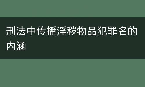 刑法中传播淫秽物品犯罪名的内涵